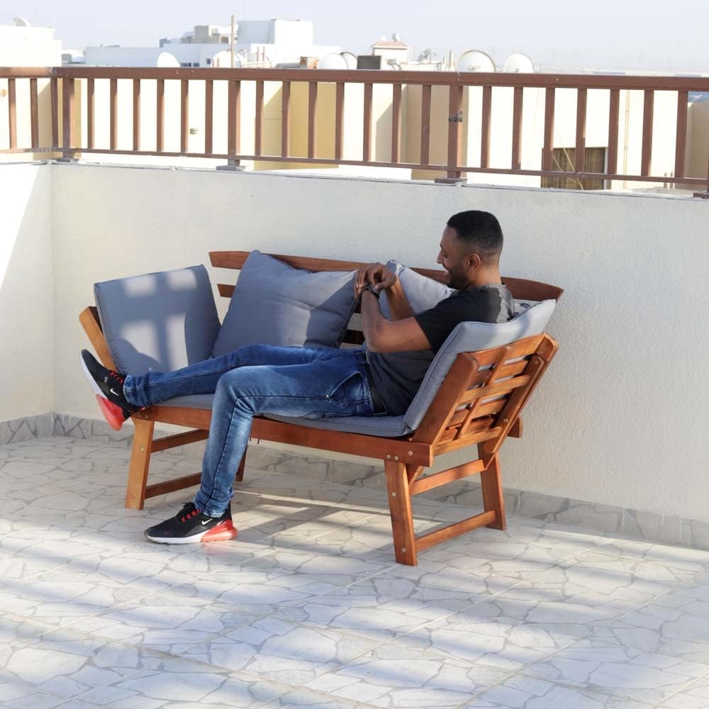 أريكة خارجية من خشب الأكاسيا الصلب