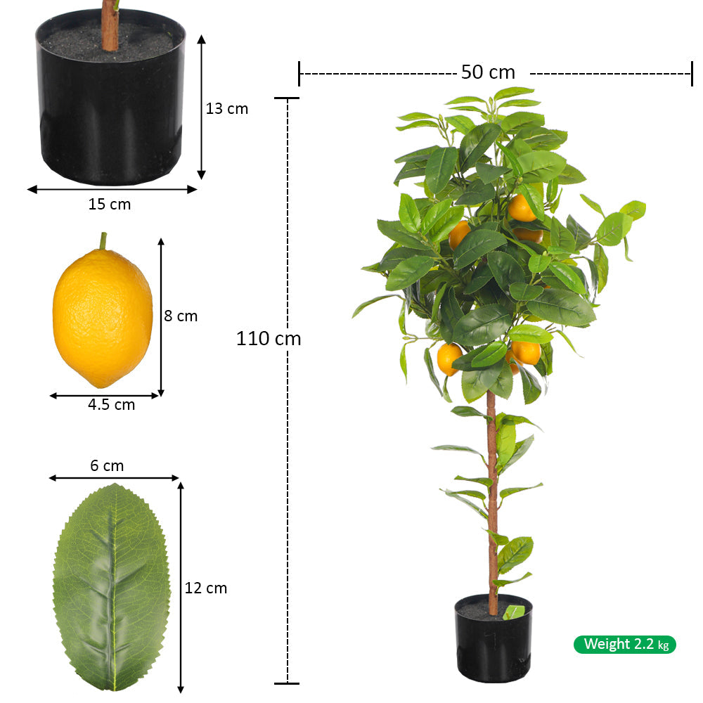 Faux Potted Lemon Plant(with black nursery pot)