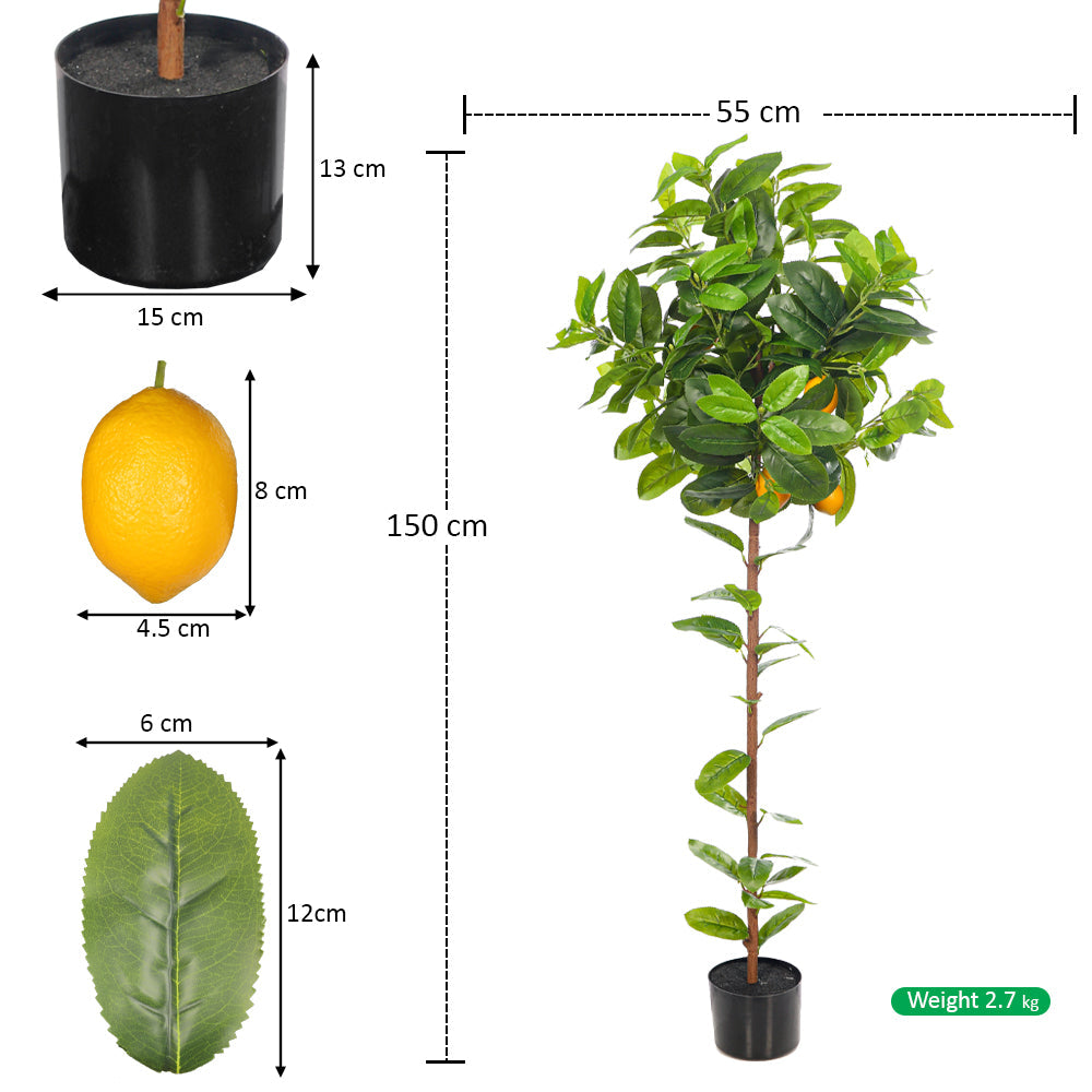 Faux Potted Lemon Plant(with black nursery pot)
