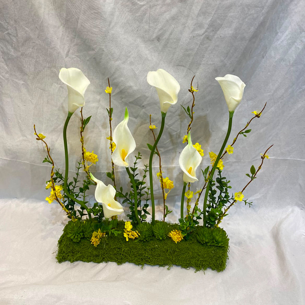 10pcs Small & 10pcs Big Size Elegant Artificial Calla Lily & Moss Floral Arrangement for display purposes only (non-sale)