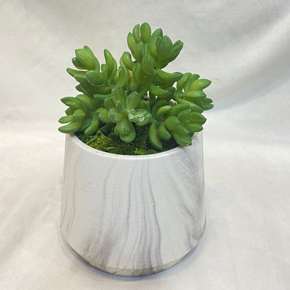 🌿 Elegant Marble Faux Succulent Planter Collection | Modern Green Décor