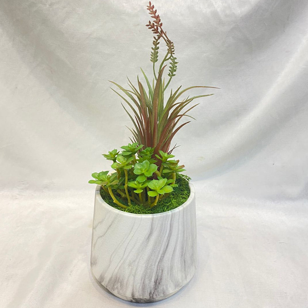 🌿 Elegant Marble Faux Succulent Planter Collection | Modern Green Décor