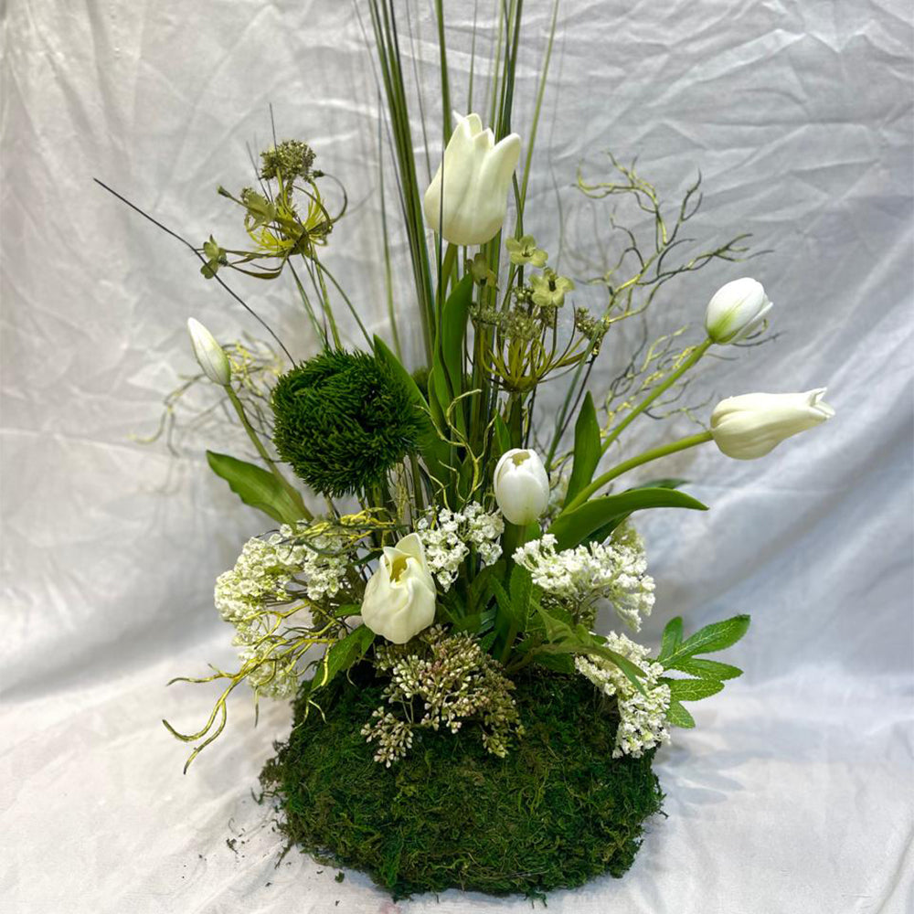 Elegant White Tulip Floral Arrangement Collection for display purposes only (non-sale)