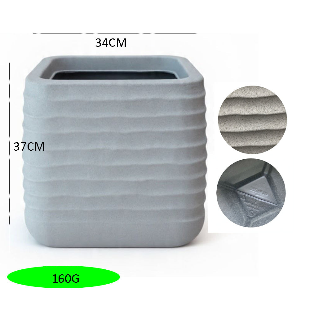 Modern Square Ripple Plastic Planter
