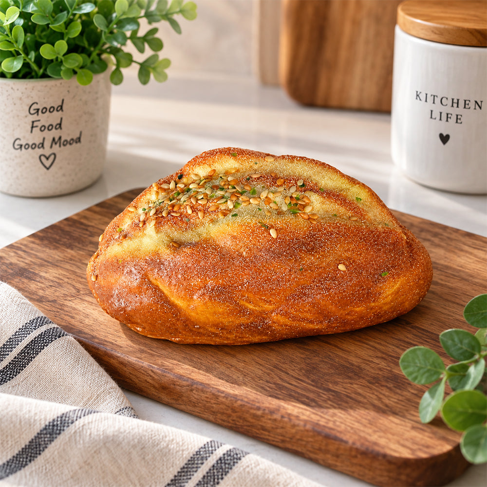 رغيف خبز حرفي بالبذور صناعي واقعي – طعام زخرفي