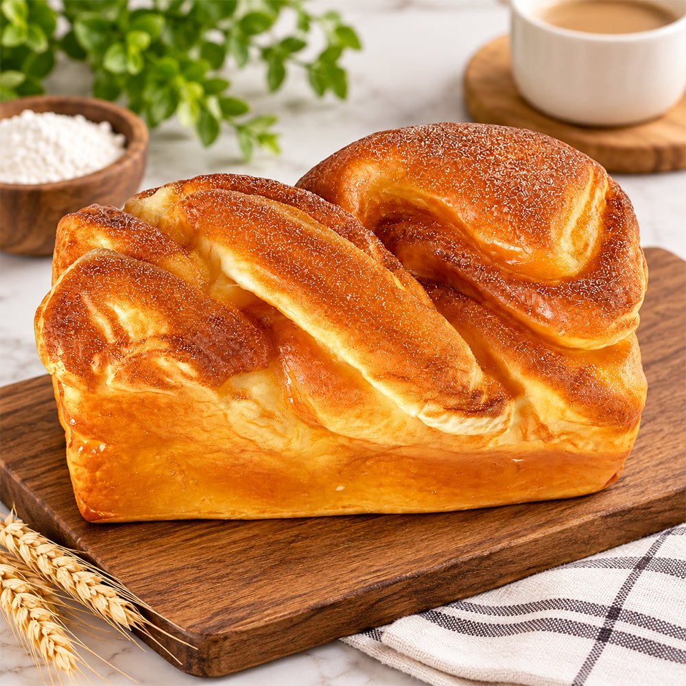 رغيف خبز مجدول صناعي واقعي – طعام مخبوزات زخرفي