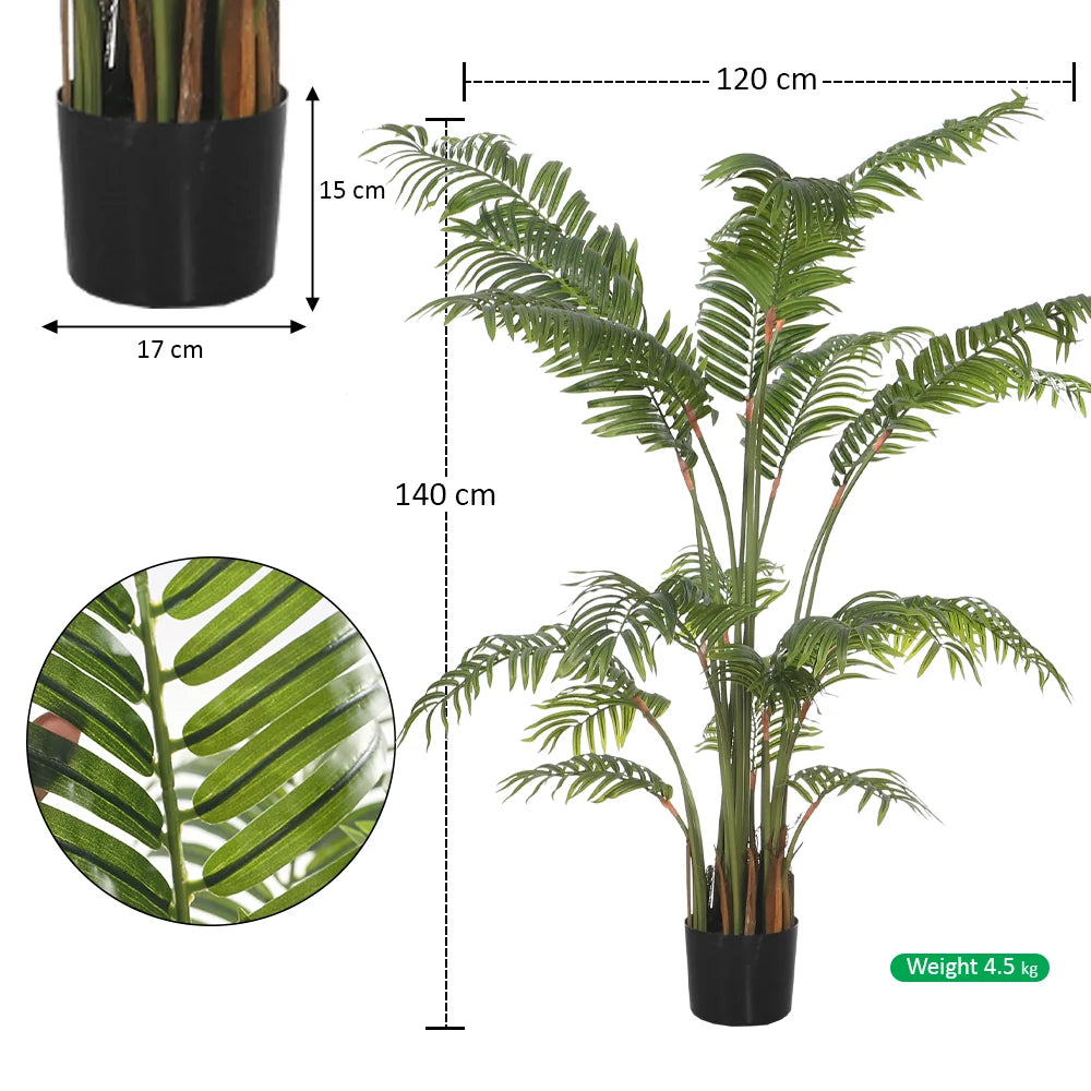 Artificial Areca Palm Tree – Realistic Faux Indoor Plant (with black nursery pot)