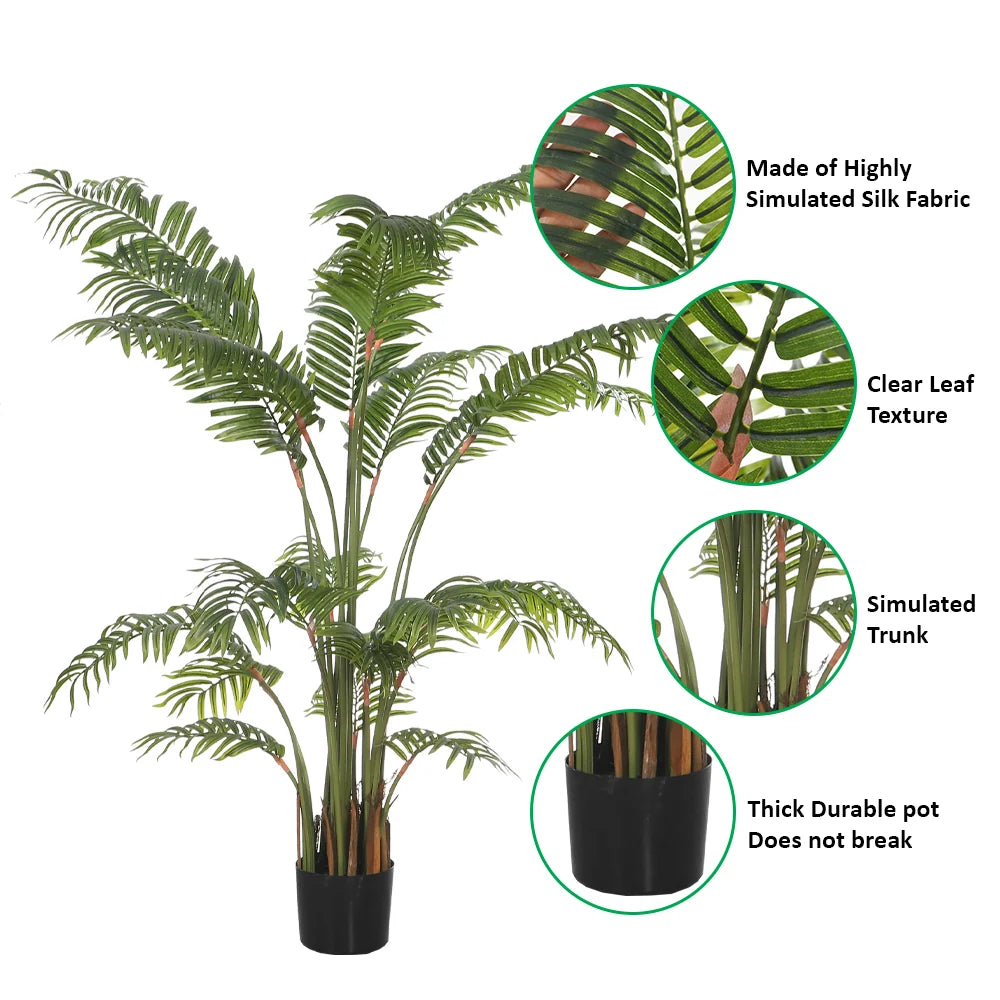 Artificial Areca Palm Tree – Realistic Faux Indoor Plant (with black nursery pot)