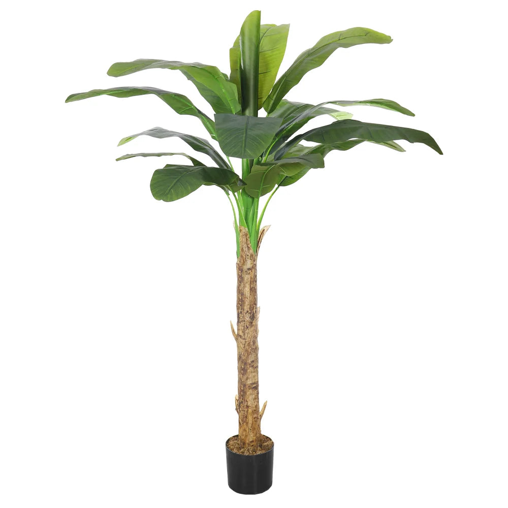 Artificial Banana Tree – Tall Realistic Faux Tropical Plant in Black Pot