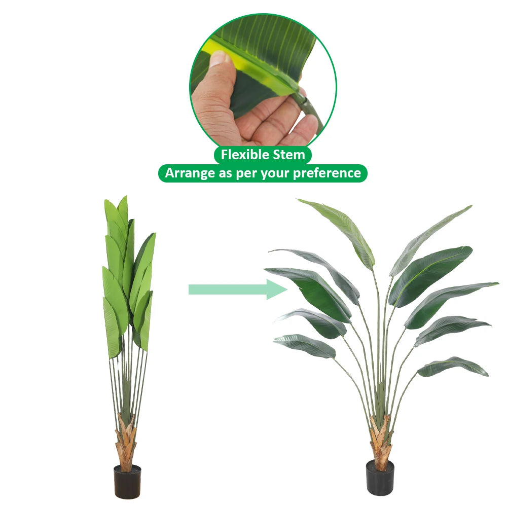 Artificial Bird of Paradise Plant in Black Pot