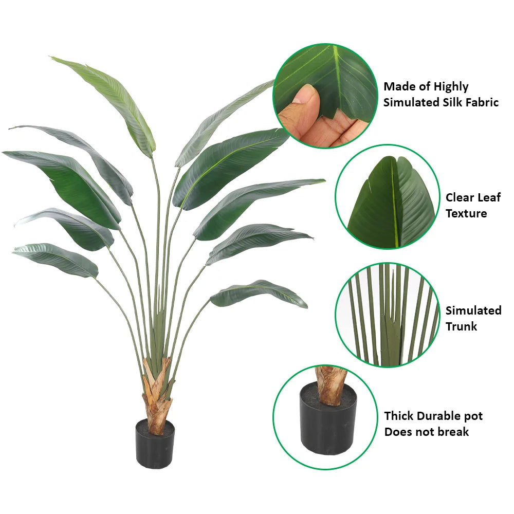 Artificial Bird of Paradise Plant in Black Pot