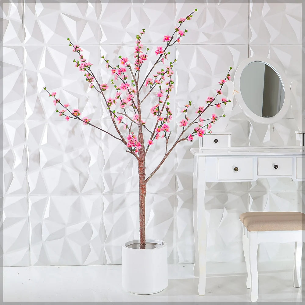 Pink Decorative Artificial Cherry Blossom Plant(with black nursery pot)