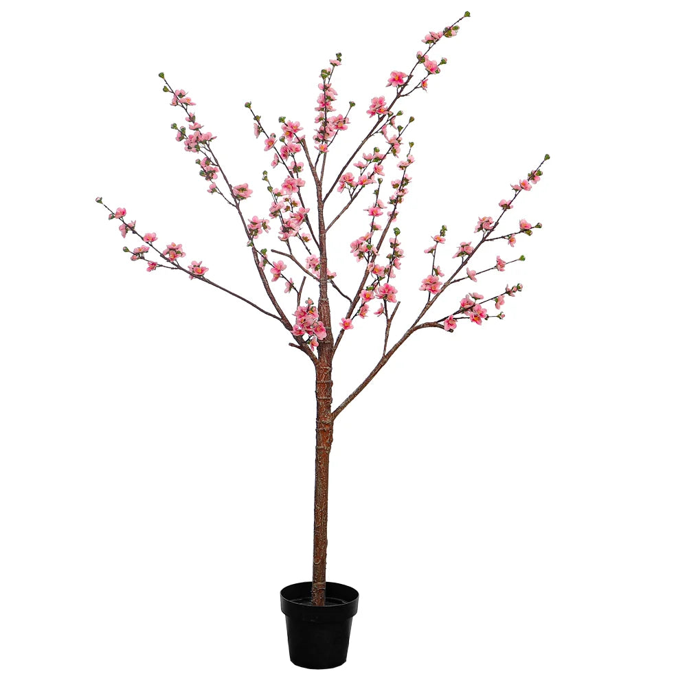 Pink Decorative Artificial Cherry Blossom Plant(with black nursery pot)