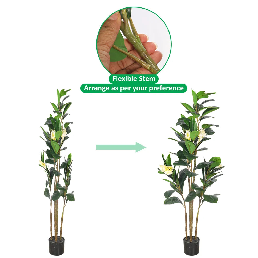 Artificial Magnolia Tree 160cm Tall(with black nursery pot)
