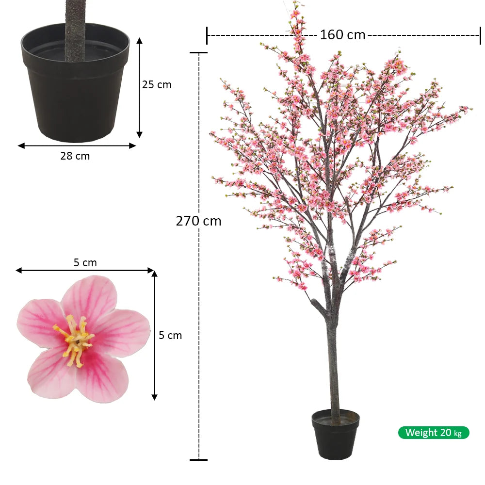 3D Flowers Artificial Cherry Blossom Tree in Black Pot