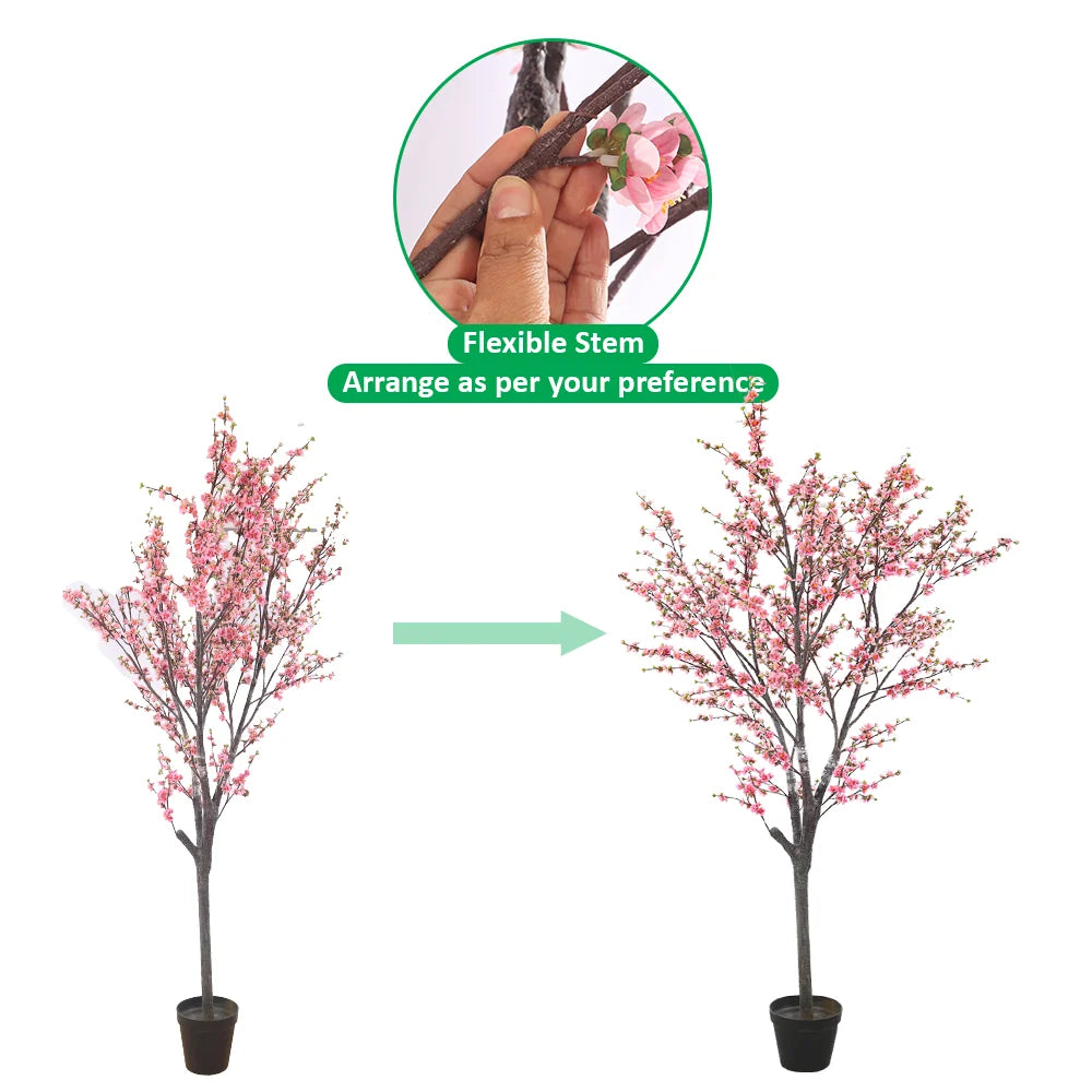 3D Flowers Artificial Cherry Blossom Tree in Black Pot
