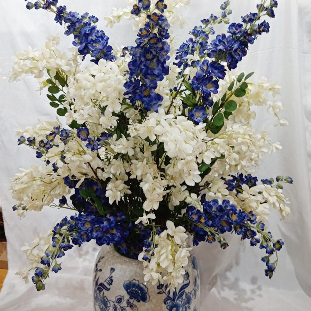Luxurious Blue and White Floral Arrangement in Porcelain Vase  for display purposes only (non-sale)