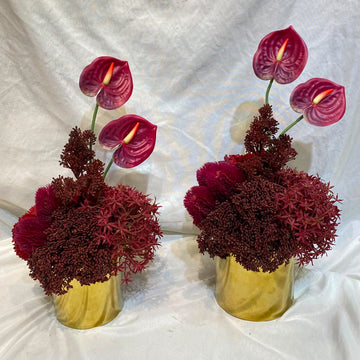 Luxury Burgundy Anthurium Artificial Floral Arrangement for display purposes only (non-sale)