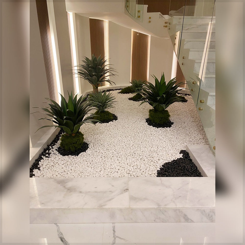 حديقة زن داخلية عصرية بخضرة منحوتة للعرض فقط (غير معروض للبيع)