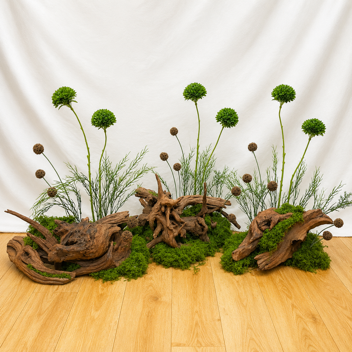 Natural Driftwood & Moss Botanical Arrangement for display purposes only (non-sale)