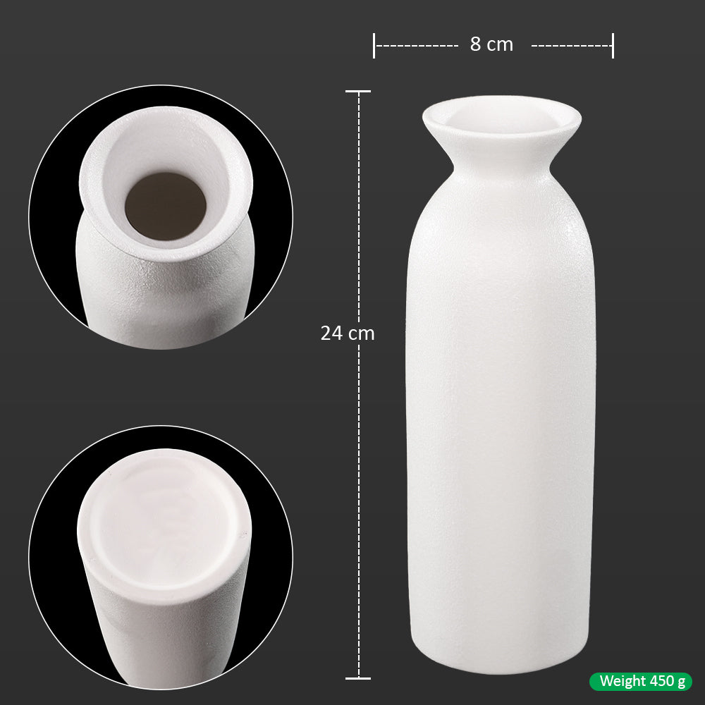White Sake Bottle Shaped Ceramic Vase