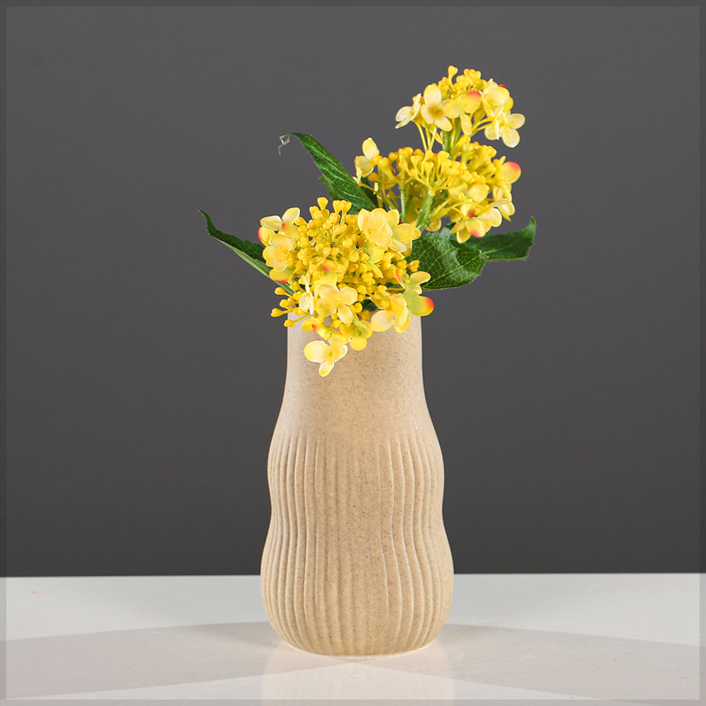 Textured Ribbed Ceramic Vase