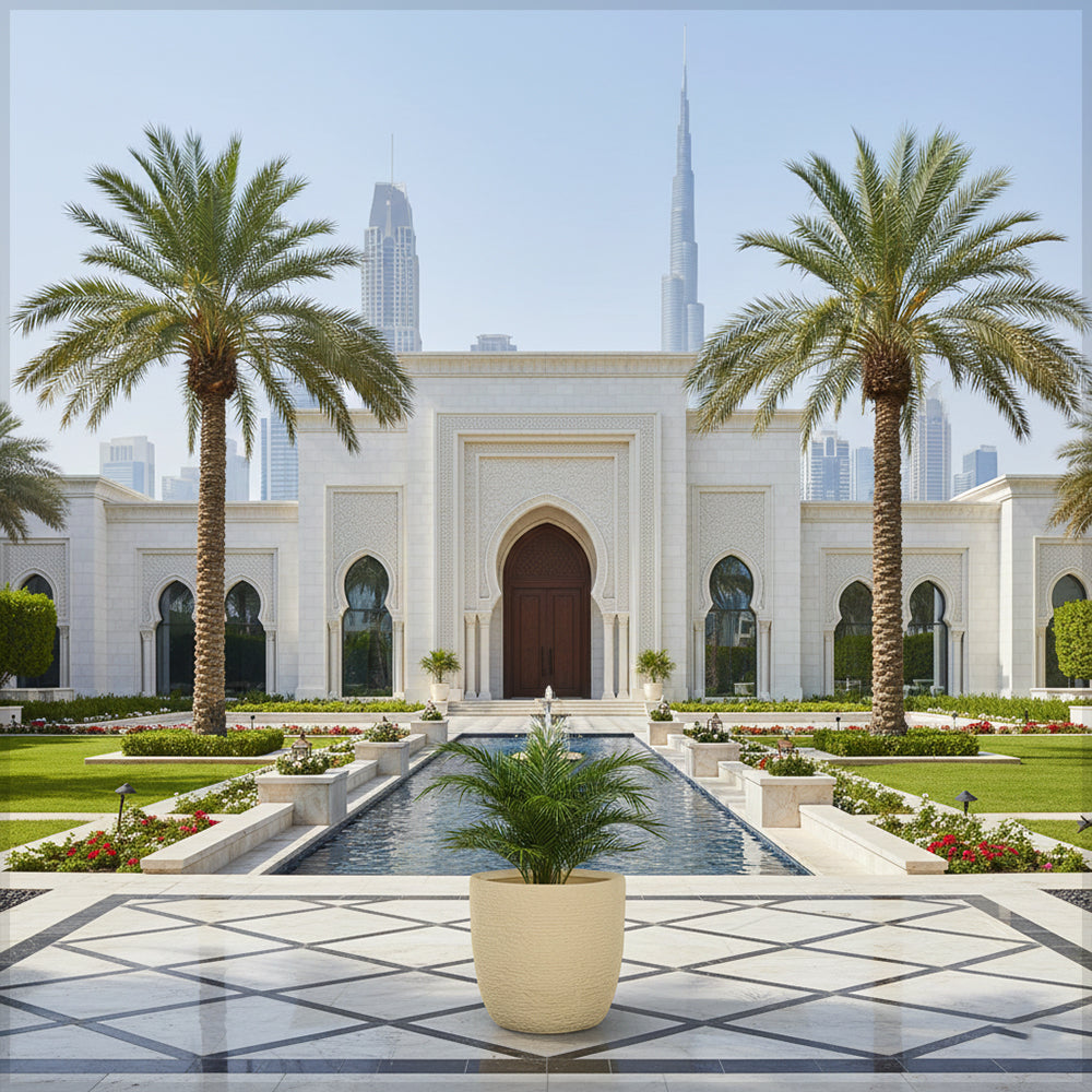 أصيص زراعة خرساني بيج بملمس مميز