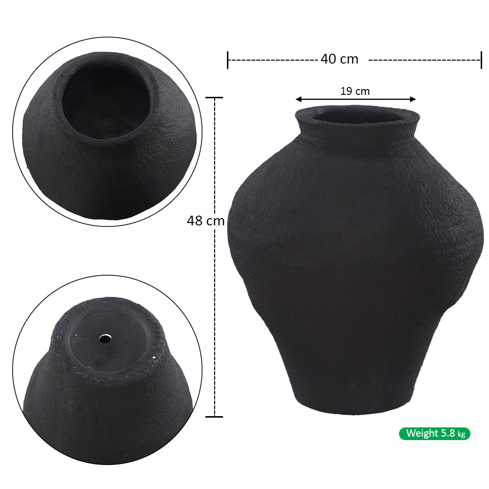 Black Textured Concrete  Vase