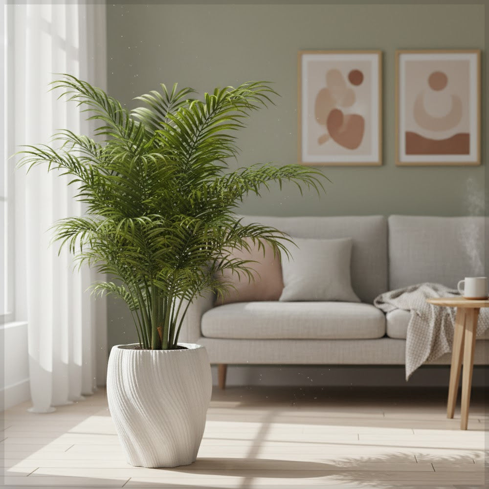Curvy Lines Rounded White Planter