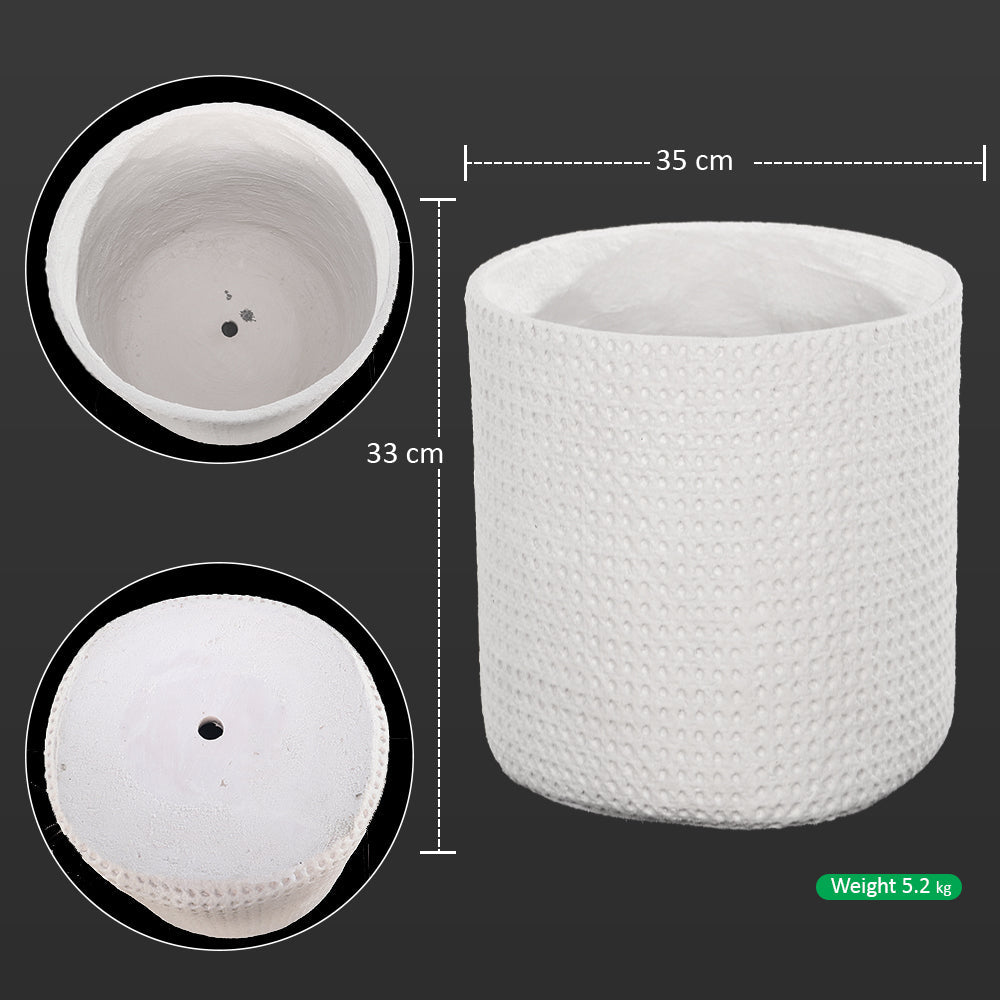 Textured White Cylindrical Decorative Basket