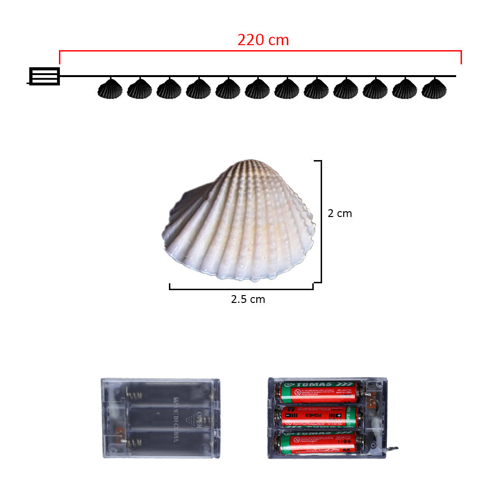 خيط أضواء LED لعيد الميلاد مع الأصداف