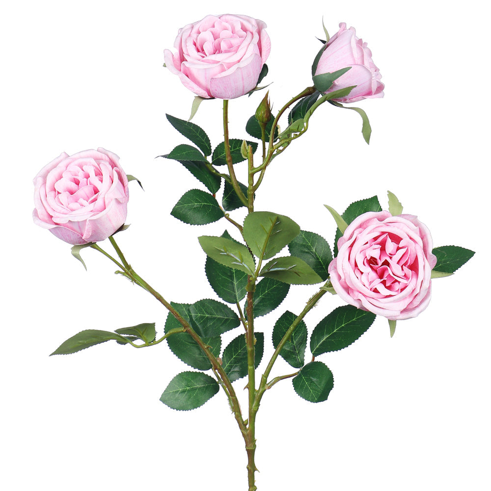 ساق زهرة ورد صناعية بأربعة رؤوس (بدون مزهرية)