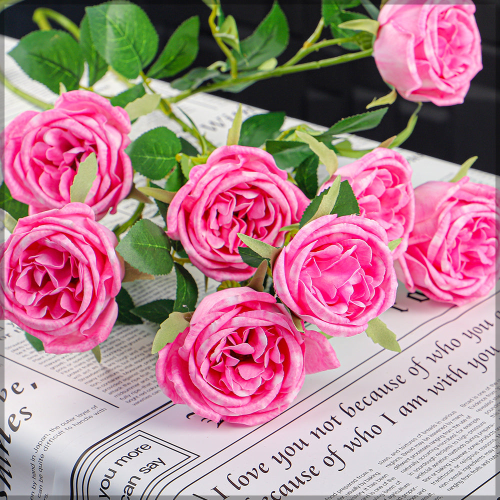 ساق زهرة ورد صناعية بأربعة رؤوس (بدون مزهرية)
