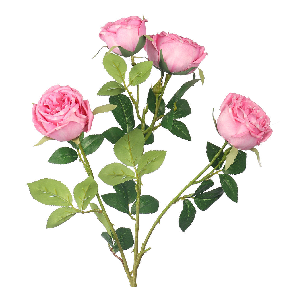 ساق زهرة ورد صناعية بأربعة رؤوس (بدون مزهرية)