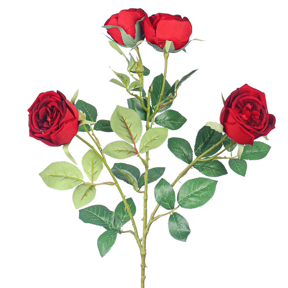 ساق زهرة ورد صناعية بأربعة رؤوس (بدون مزهرية)