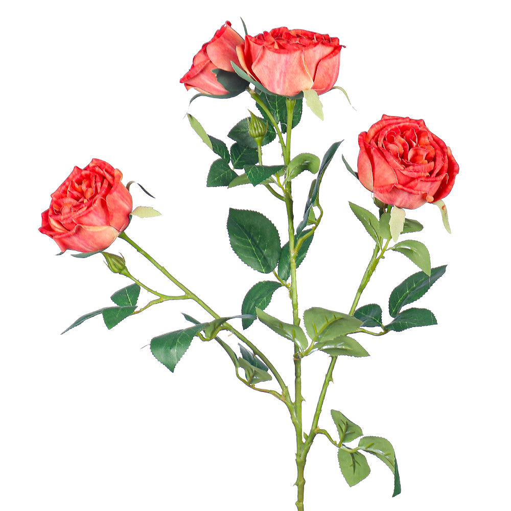 ساق زهرة ورد صناعية بأربعة رؤوس (بدون مزهرية)
