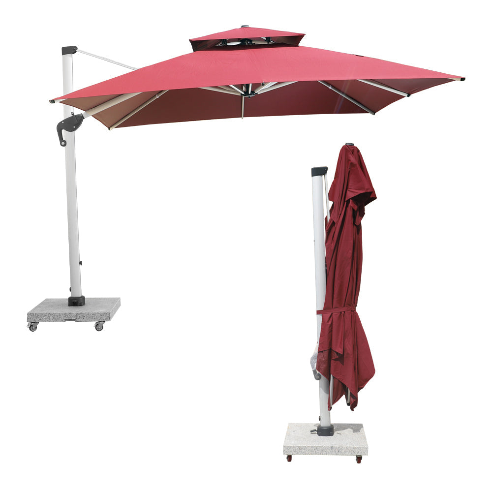 3m Cantilever Garden Parasol  with 120kg Marble Base with Assembly