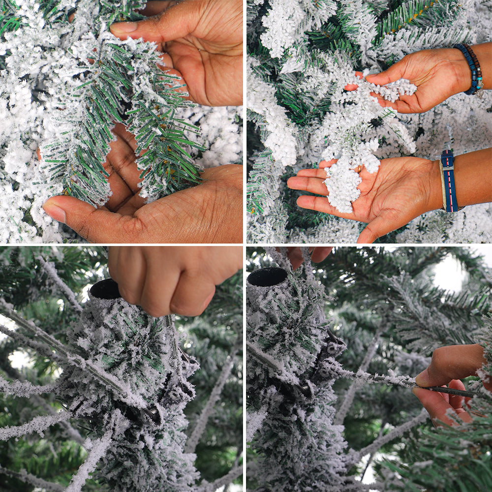 قطعة واحدة شجرة عيد ميلاد مكسوة بالثلج (الشجرة فقط، الزينة غير مرفقة)