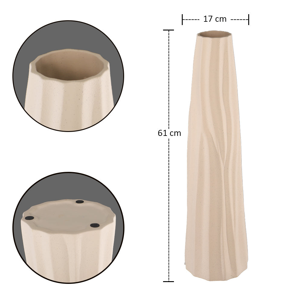 Edged Cream Ceramic Vase