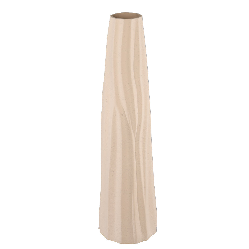 Edged Cream Ceramic Vase