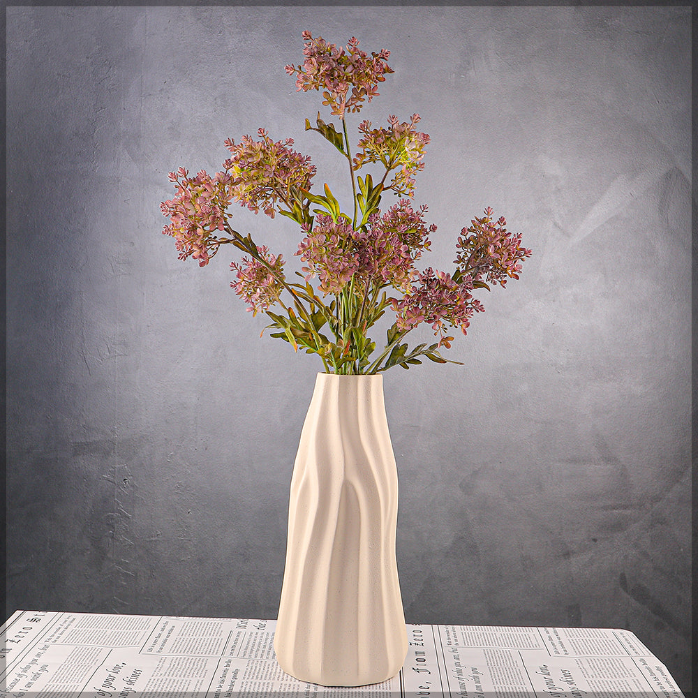Edged Cream Ceramic Vase