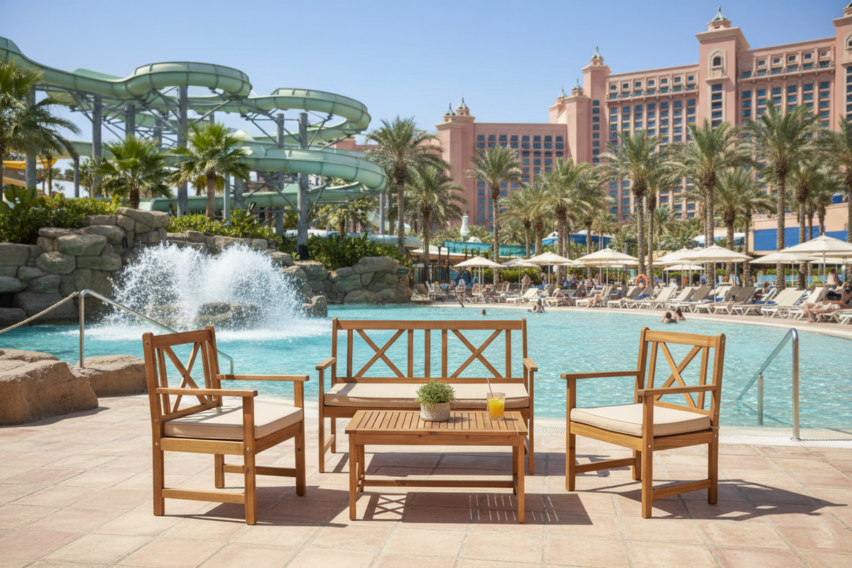 طقم أريكة خشبي خارجي