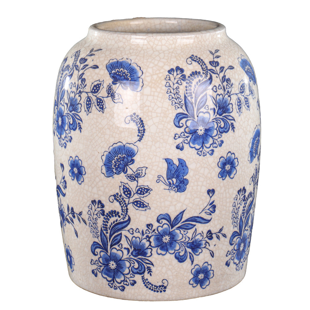 Vintage Blue and White Ceramic Chinese Vase