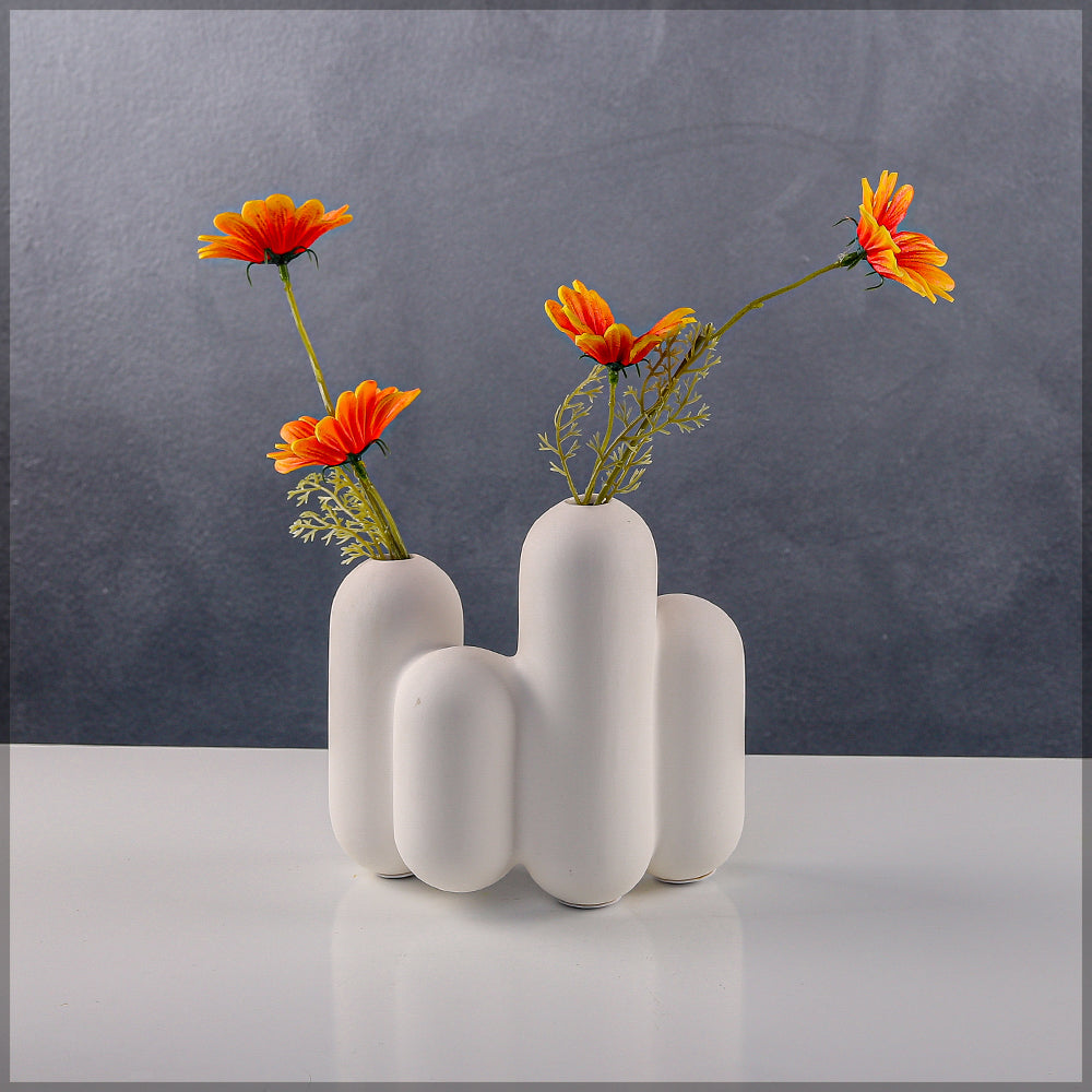 White Ceramic Table Top Bubble Design Vase(Flower Not Included)