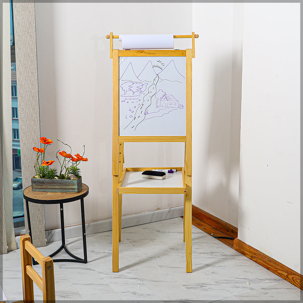 سبورة سوداء خشبية على الوجهين (بدون إكسسوارات)